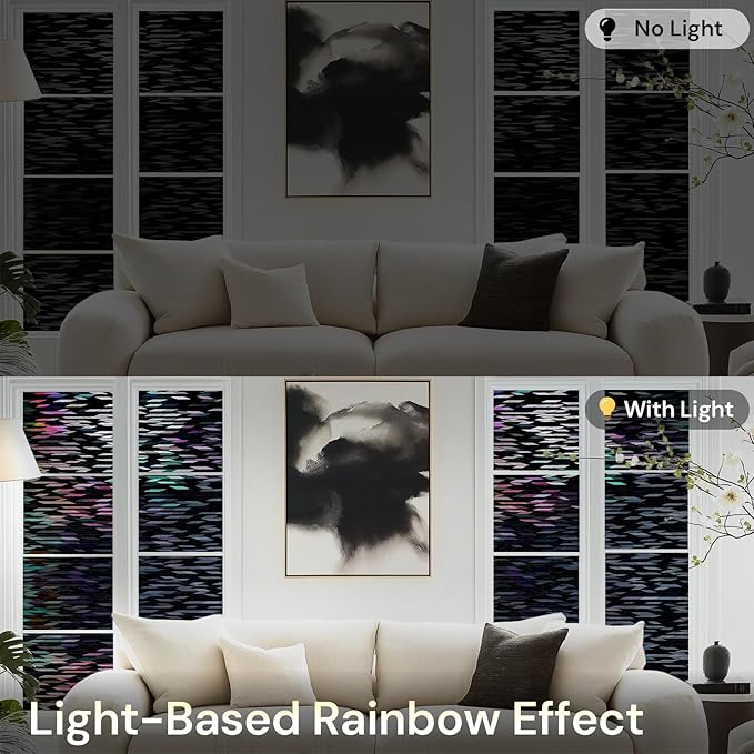 rabbitgoo Window Privacy Film, Total Blackout Window Film, Stained Glass Heat Control Glass Thermal Sticker, Room Darkening Door Cover, Anti-UV Privacy Cling with Installation Tools, 17.5" x 118.1"