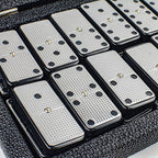 Bucher&Rossini Metal Surface Dominoes Set Double 6 - Classic Black Domino's Game Set with Silver Metal Surface for Adults and Kids Ideal Gift for Domino Players or Family Game Night