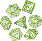 7-Die DND Dice Set New Pattern Polyhedral Dice Set with Leather Bag D&D Die for RPG Table Games(Green White)