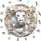 Wooden Puzzles Adults, 3D Paper Lion Wooden Puzzles 100 Pieces, Unique Animal Shaped Wood Challenging Jigsaw Puzzles Gifts for Adults, 8.5x8.3in