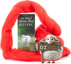 Desert Breeze Distributing 100% Natural Merino Wool Roving - Premium Combed Top Merino Roving Wool - Tapestry, Spinning, Wet Felting & Needle Felting Supplies - 21.5 Micron - 1 oz, Color Tomato Red