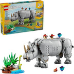 LEGO Creator 3 in 1 Wild Animals: Majestic Rhino with Birds Pretend Play Toy for Kids - Safari Toy Building Set for Girls & Boys, Ages 9+ - Build 3 Animals in 1 Kit - Gift for Birthdays - 31171