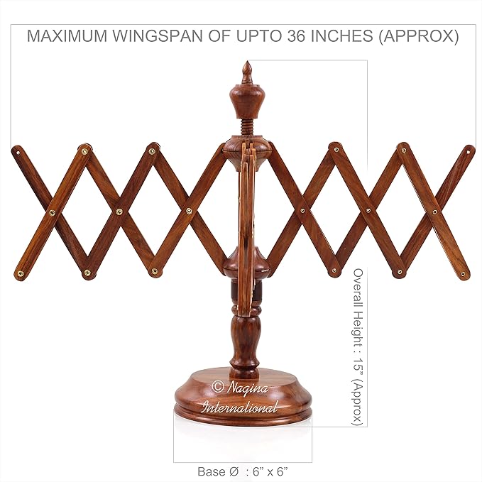 Nagina International Wooden Handcrafted Heavy Duty Wooden Yarn Ball Winder - Premium Crafted Knitting Crocheting Accessories & Combo Set - Table Top Yarn Swift (Rosewood)
