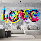 wall26 Wall Sticker/Wall Mural Colorful Graffiti, Not Peel and Stick, Non-Woven Wallpaper Decorative for Bedroom, Living Room, Office - 96x120 inches