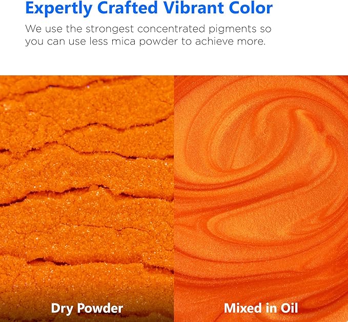Rolio - Mica Powder - 1 Jar of Pigment for Paint, Dye, Soap Making, Nail Polish, Epoxy Resin, Candle Making, Bath Bombs, Slime - 100G / 3.5oz(Tiger Orange)