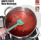 Heat Resistant Silicone Spoon Spatula, Doosu 600°F High Temp Flexible Cooking Spoons Kitchen Rubber Spoonula Scratch-Proof for Mixing Stirring Scraping Serving Non-Stick Cookware (11.4in, Aqua Sky)