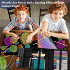 Soucolor 73 Pack Art Supplies Sketching Kit for Adults Kids Teen Gifts, Christmas Gifts, Drawing Sketching Pencils with Sketchbook, Coloring Book, Colored Watercolor Metallic Graphite Charcoal Pencils