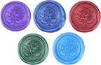 Yoption 5 Color Sealing Wax Sticks, Vintage Totem Fire Manuscript Wax Seal Sticks with Wicks for Wax Seal Stamp (Blue+Purple+Red+Navy Blue+Green)