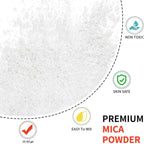 Mica Powder - 100g Mica Powder for Epoxy Resin - Metallic Color Pigment for Resin, Soap, Bath Bombs, Eye Shadow, Nails, DIY Crafting Projects etc. (White)
