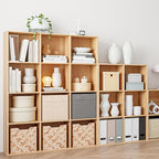 Wooden Cube Storage Organizer with Closed Back Panel, 11in Cube Shelf Opening, Bookshelf, Display Shelf,Closet Cabinet for Home and Office (Natural Oak, 12-Cube 35.98L*9.45W*47.72H)