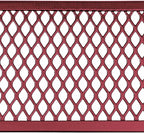 Global Industrial 6’L Rectangular Picnic Table, Expanded Metal, Red Thermoplastic Coating, Attached Benches, 1-1/2” Umbrella Pole Hole, Outdoor-Rated, 1000 lb Capacity, 72” x 30” Tabletop