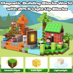Magnetic Blocks, 150PCS Magnetic Building Blocks Light Up, Stacking Magnets for Kids, Sensory Toy for STEM Constructions Magnet Blocks for Boys Girls Age 3+, Christmas Birthday Gifts
