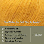 Pullu - Baby Alpaca Merino Wool Yarn Set of 3 Skeins (150 Grams) Worsted Weight - Sourced Directly from Peru - Heavenly Soft and Perfect for Knitting and Crocheting (Golden Yellow)