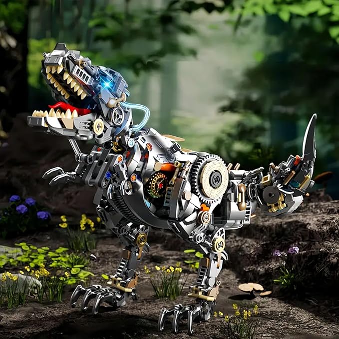 Mechanical Tyrannosaurus Rex Building Set with Light, Dinosaur Building Blocks Toy for Adults, Movable Dinosaur Animal with Display Stand, STEM Gift for Girls Boys Teens Age 12+ (1268 PCS)