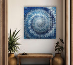 My Photostation.com Round 24'' Abstract Blue Textured Glass Wall ArtTempered Glass Printing Wall Decor Large Wall Art Wall Hangings