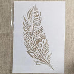TIAMECH A4 Mandala Feather Stencil for Painting on Wood Reusable Big Feather Layering Stencil DIY Scrapbook Coloring Decorative Size 8.3 x 11.7inch Template