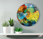 My Photostation.com 10''(25cm) Diameter Stained Yellow Round Glass Wall Art Tempered Glass Printing Wall Decor Large Wall Art Wall Hangings