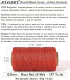 Bonded 0.8mm Round Waxed Polyester Cord, 3-ply Wax Coated Thread, 197 Yards Stiff String for Heavy Duty Fabric, Leather Sewing, Book Binding, Upholstery Repair, and Macrame Jewelry - Rust Red