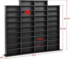 Prepac 4 Column Tall Cabinet Media Storage, 73.5" Wide, Black