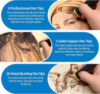 LH55-Z2-NS3 wood burning pen Wood Burning Tool Pen 200~750℃, Wood Burning kit with Digital Thermometer,3 pyrographic Wood Burning pens, 3 solid copper pen tips, 33 Wood Burning Pen Tips