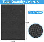 6 PCS Cross Stitch Aida Fabric 14 Count, 18 by 12 Inch, Classic Reserve Cross Stitch Aida Cloth for Home DIY Embroidery Decoration, Black