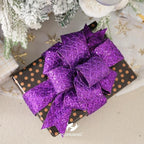 HUIHUANG Purple Wired Christmas Ribbon 4 inch Purple Glitter Wired Ribbon Diamond Mesh Wire Ribbon for X-mas Tree Decorations, Wreaths, Garland, Large Bows Making, Home Decor -10 Yards
