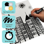 4 Dual Tip Black Paint Pens - Fine Point & Medium - Black Paint Marker for Fabric, Wood, Rock Painting, Canvas, Plastic, Glass, Tire and Shoes - Acrylic Pens for Kids & Adults