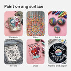 ARTISTRO 12 Acrylic Paint Pens, Fabric Markers for Textile, Rock, Glass, Wood, Paper, Ceramic, Canvas DIY Art Supplies Kit, Drawing Markers for Kids and Adults (Extra Fine Tip)