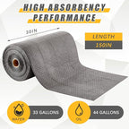 30" W x 150' l Oil Absorbent Mat Roll Oil Pads Absorbs up to 40.2 Gallons Heavyweight Mat Roll for Protecting Home Garage Basement