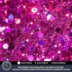 LEOBRO Red Glitter, 160G/5.64OZ Holographic Chunky Glitter for Crafts, Resin, Nail Body, DIY Decorations