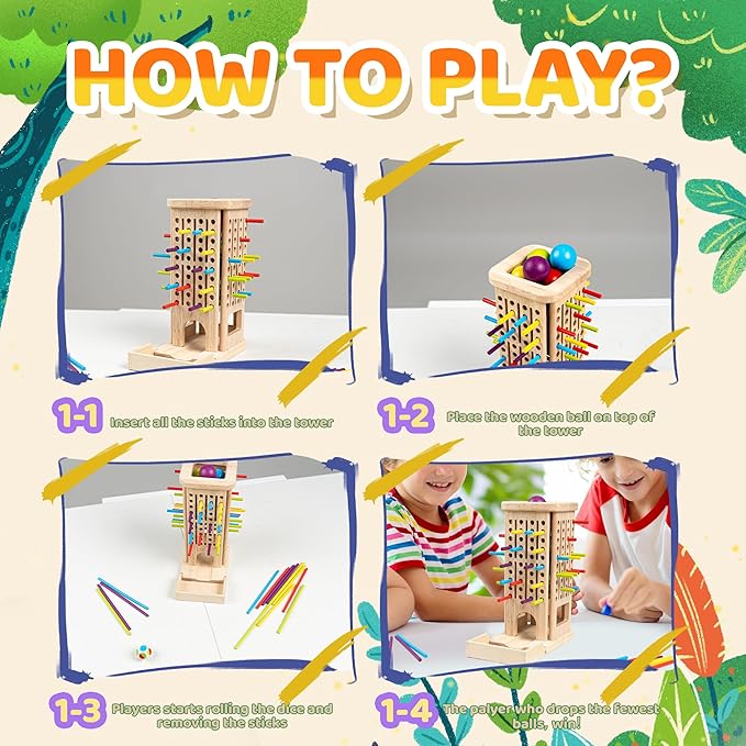 Montessori Wooden Board Games for Kids 3-8 Years,3 in 1 of Playing,Math Counting, Fine Motor Skills Toy,Family Travel Game，Educational Gift for Boys and Girls
