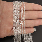 Wholesale 12 PCS Silver Plated Solid Brass Fine Flat Cable Chains Bulk for Jewelry Making 18-30 inches (24 Inch(2MM))