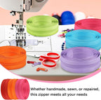 DOITEM 31 Yards 10 Pieces Sewing Zippers #3 Nylon Coil Zippers 10 Colors Assorted Zipper for Sewing with 40 Zipper Sliders for DIY Tailor Sewing Crafts Supplies,