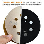 5-Inch 8-Hole Hook and Loop Sanding Discs 60-Grit Random Orbit Sandpaper, 100-Pack