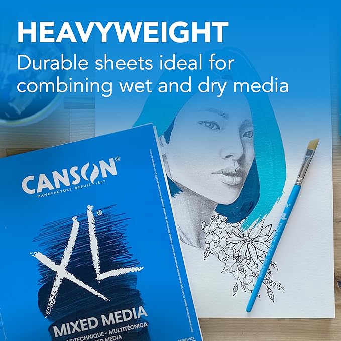 Canson XL Series Mixed Media Pad, Side Wire, 14x17 inches, 60 Sheets – Heavyweight Art Paper for Watercolor, Gouache, Marker, Painting, Drawing, Sketching