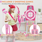 GMAOPHY 2 Pack Bow and Arrow Toy for 5 6 7 8 9 10 11 12 Year Old Boys, Birthday for Kids, Indoor Outdoor Sport Games Toys for Ages 4-8 8-12, LED Light Up Archery Set with 20 Toy Arrows (Pink)
