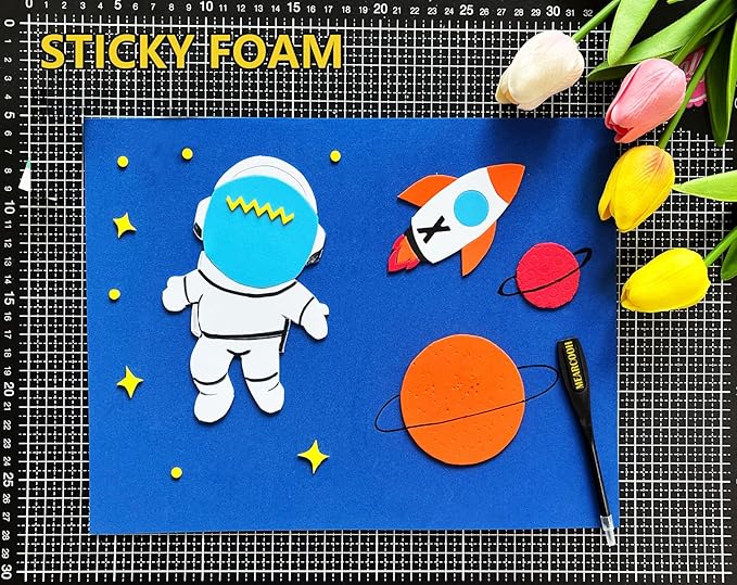 MEARCOOH Self Adhesive Foam Sheets, 10 Colors 9x12 Inch 2mm Sticky Eva Foam Paper for Crafts Cardmaking Photo Frames Classroom Scrapbooking Christmas Crafts (Multi-Color 10 Sheets)