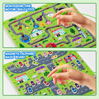 2 in 1 Magnetic Color and Number Maze Magnet Alphabet Counting Double Sided Board Wood Puzzle Fine Motor Skills Montessori Preschool Toys Gifts for Boys and Girls 3-5 Age (Big Car, One Size)