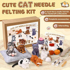 Mayboos 6 Pcs Needle Felting Kit, Animal Needle Felting Beginner Kits Wool Felt Needle Felting Tools with Instruction for DIY Craft Animal Home Decoration (Cute Cat)