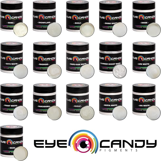 Eye Candy Pigments Premium White Mica Powder - Airi White (25gr) - for Epoxy, Resin, Soap, Paint, Woodworking, Acrylic Pouring, Bath Bombs, Fishing Lures - DIY Arts and Crafts Additive