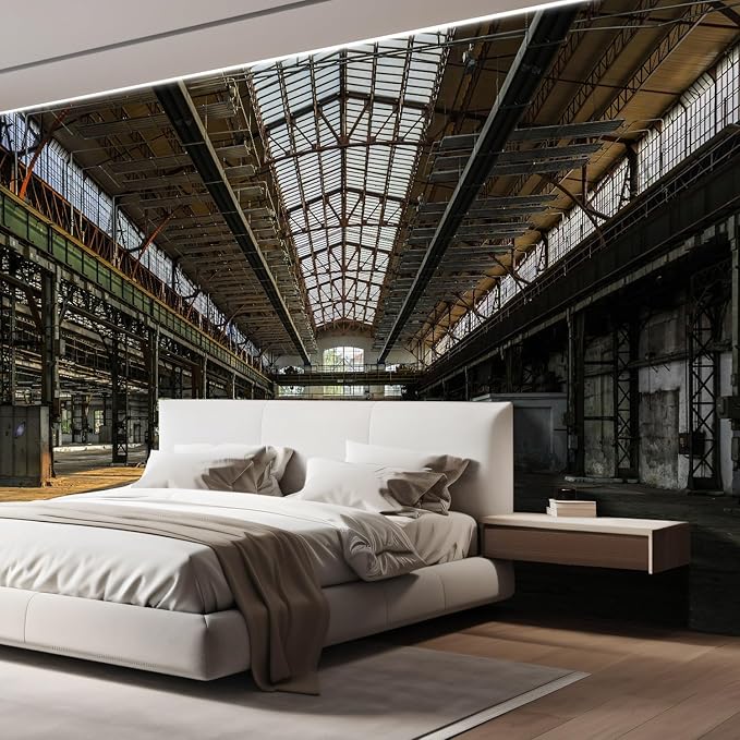 wall26 Industrial Interior of an Old Factory Building Removable Wall Mural | Self-Adhesive Large Wallpaper - 132x144 inches