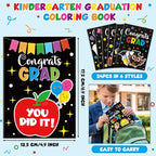 JAPBOR Kindergarten Graduation Coloring Book - 24PCS Mini Preschool Graduate Color Books Bulk for Party Favor, Congrats Grad Small Colour Page for Graduate Gifts Class School Drawing Painting Game