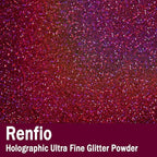 Renfio Holographic Ultra Fine Glitter Powder Metallic Resin Glitter 2.11 Oz (60g) PET Flakes Crafts Sequins 1/128" 0.008" 0.2mm Epoxy Chips Flakes for Tumblers Slime - Laser Deep Pinkish