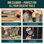 Oil Paint Brush Cleaner and Restorer-Paintbrush Cleaner for Acrylic, Oil, and Glass Paints-Biodegradable, Non-Toxic, Odorless, Eco-Friendly, Quick-Clean Formula Paint Remover (32 Fl Oz)