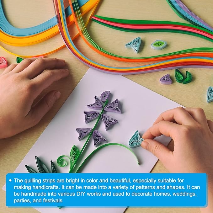 PATIKIL 120pcs Quilling Paper Strips Paper Flowers Quilling Kits 3/8"(10mm) Origami Paper for Adults Beginner Art Craft, 21"(54cm) Sky Blue