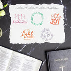 Whaline 5 Sheets Bible Verse Clear Stamps Christian Jesus Silicone Transparent Stamps Greeting Words Border Stamp Cards for DIY Card Making Scrapbooking Embossing Album Decor