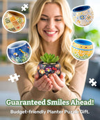 PieceRelax 3D Puzzle Planter 80 Pieces - Summer Blossoms, Home Decor Flower Pots for Indoor Cactus, Succulents Pots [K1126]