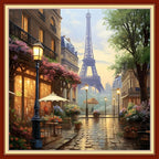 Foxdiviy Stamped Cross Stitch Kits Full Range of Embroidery Needlework Starter Kits for Beginners Adults 11CT Embroidery Patterns Art Crafts DIY Needlepoint Kits-Eiffel Tower 18x18 inch