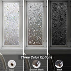 LEMON CLOUD Window Film, Decorative Window Privacy Film, Window Film Privacy Static Cling Frosted, Anti-UV Sun Blocker Heat Control for Home(Grayish Black, 17.5 x 78.7 inches)