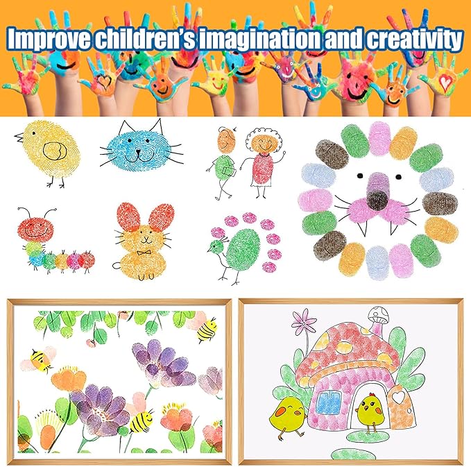 7"x8" Large Ink Pads for Kids - Handprint Footprint Size Rainbow Stamps Pad, Safe & Washable Ink Pad for Fingerprint Painting Card Making Stamp Crafting Paper Wood Fabric Scrapbook Kids Birthday Gifts